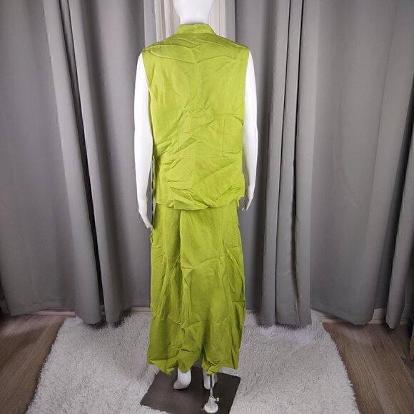 Sarah Spencer Women's Lime Green Linen Blend Blouse And Skirt Size 14W - Picture 3 of 16